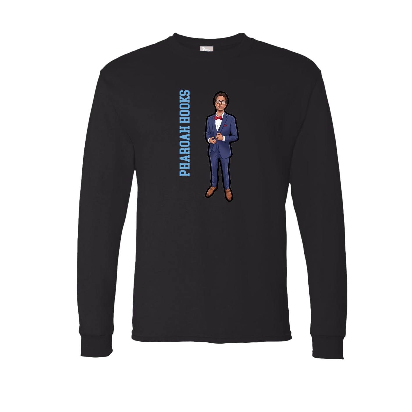 Long Sleeve Tee — Name Vertical in Black