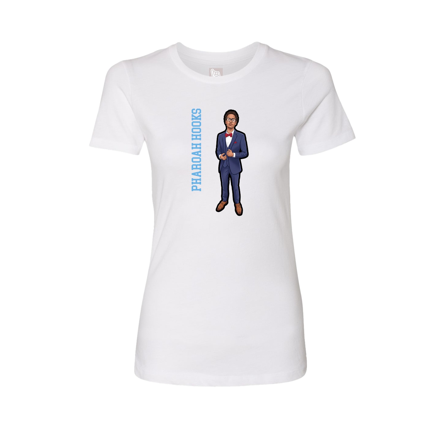 Fitted Women's Tee — Name Vertical in White