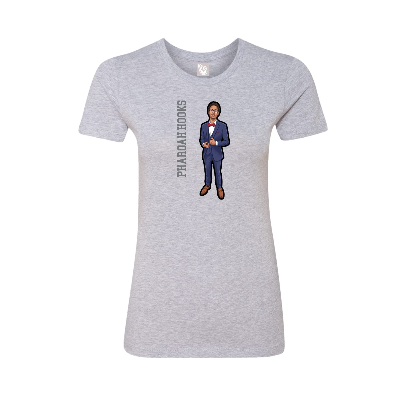 Womens Tee — Name Vertical in Grey
