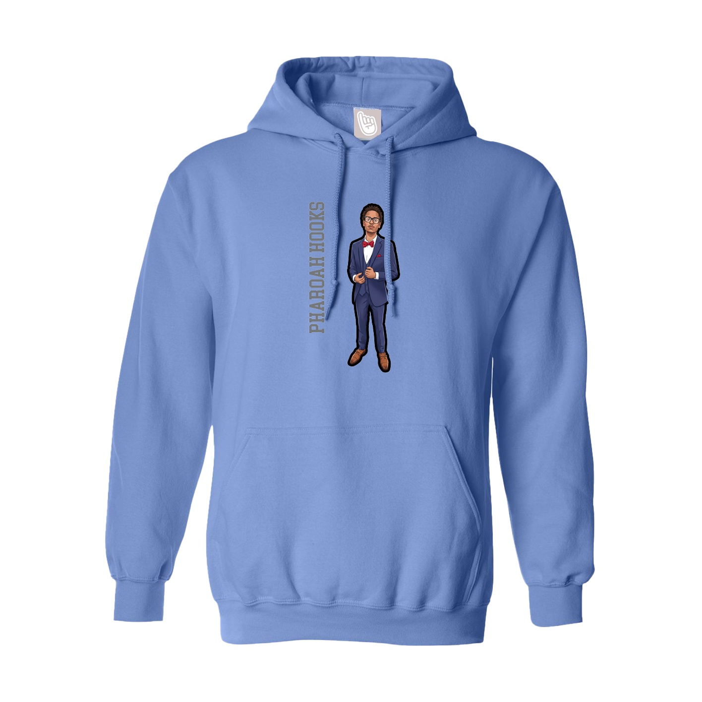 Youth Hoodie — Name Vertical in Powder Blue
