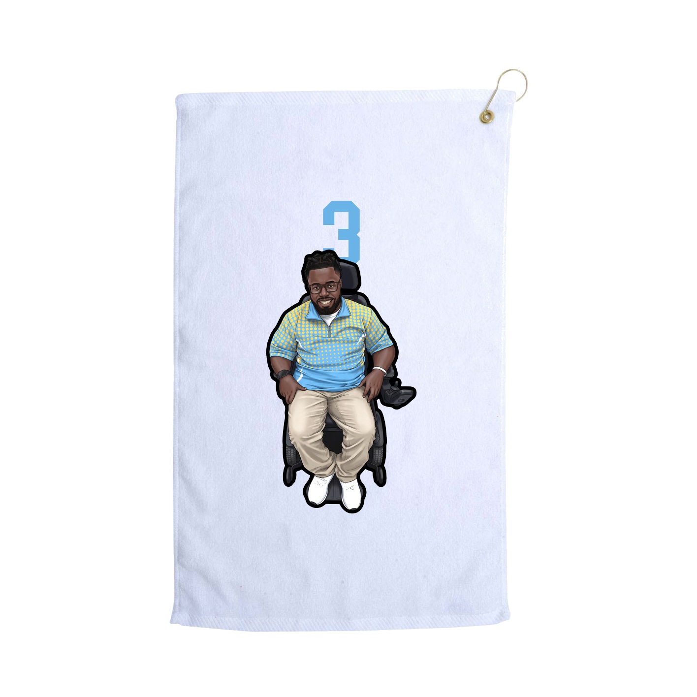 Golf Towel — Number Top in White