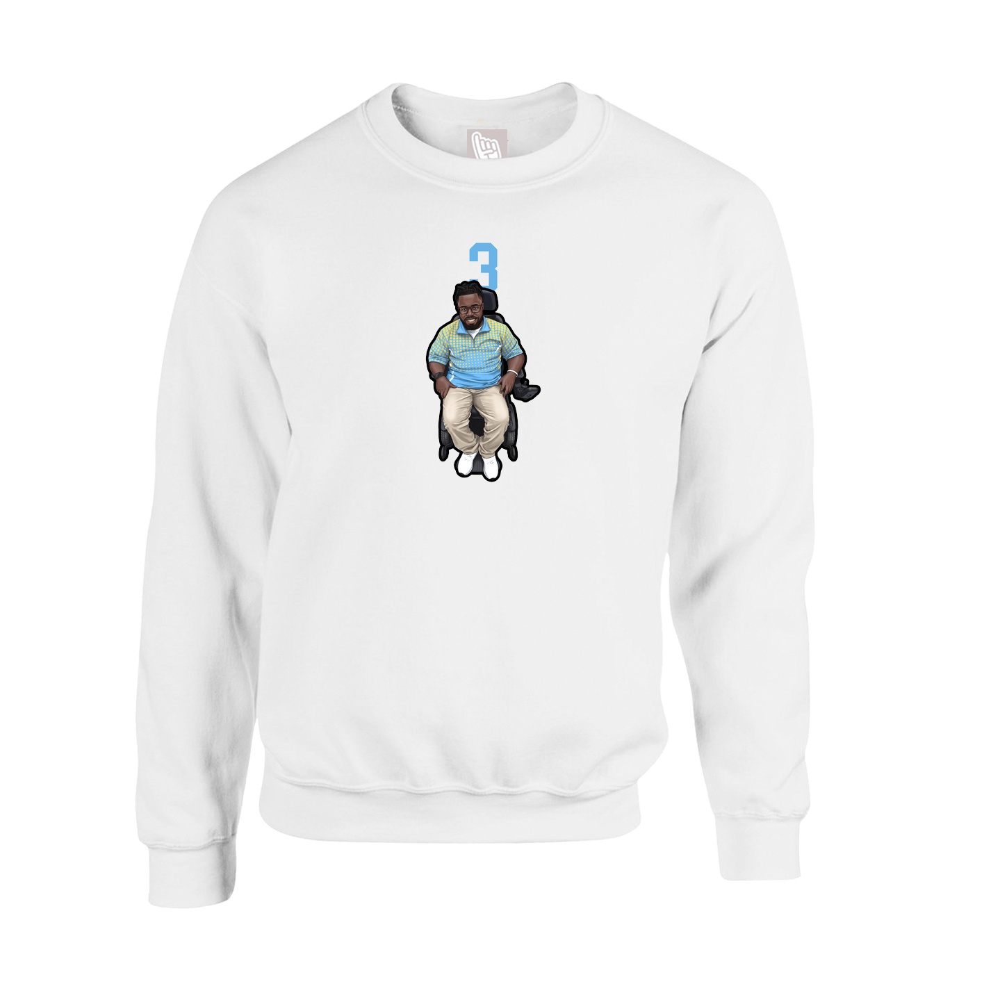 Fleece Crew — Number Top in White