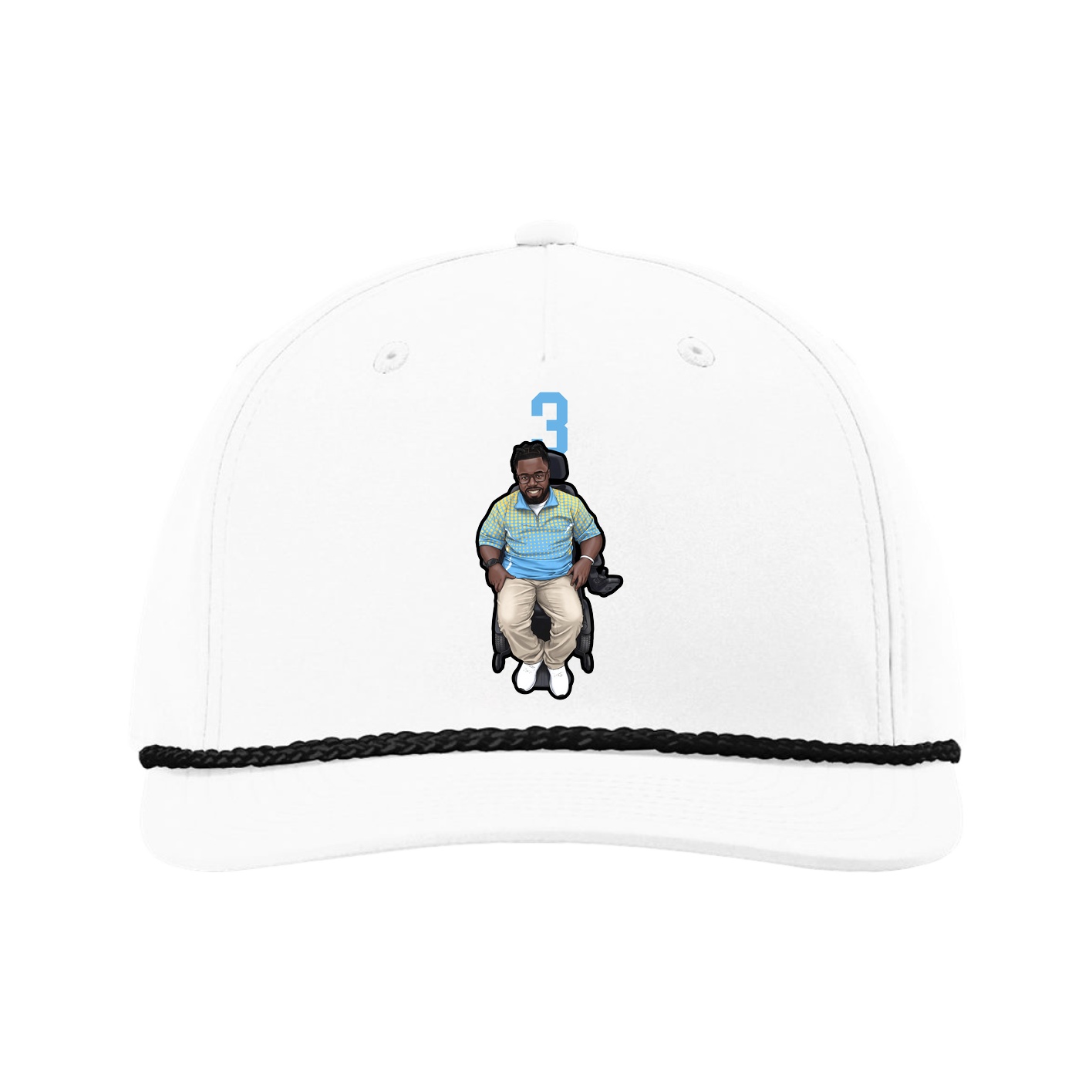 Five-Panel Classic Rope Cap — Number Top in White
