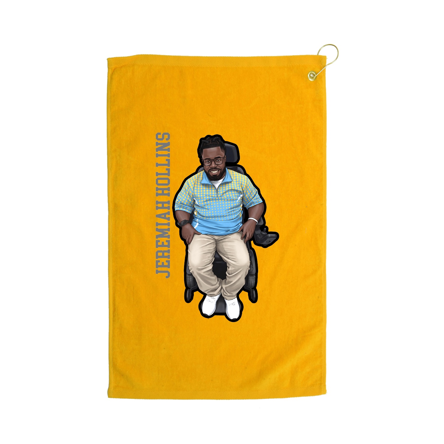 Golf Towel — Name Vertical in Gold
