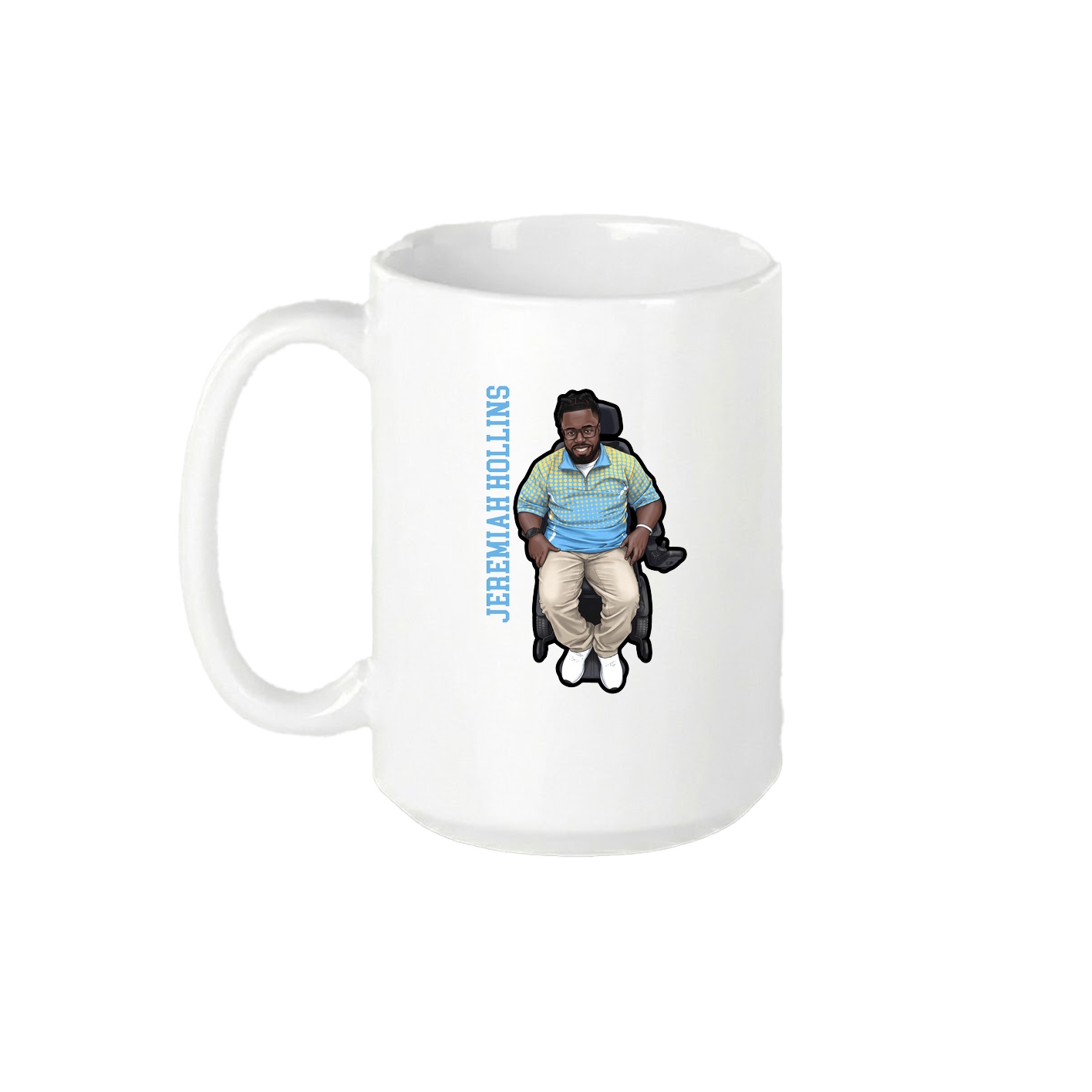 15oz Coffee Mug — Name Vertical in White