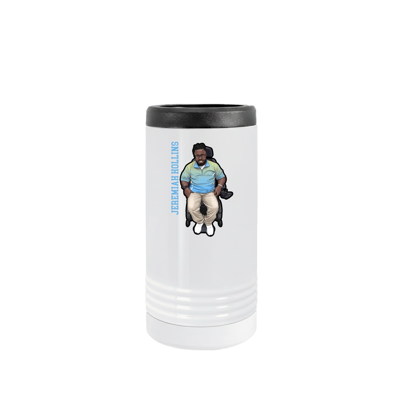 Slim Beverage Holder — Name Vertical in White