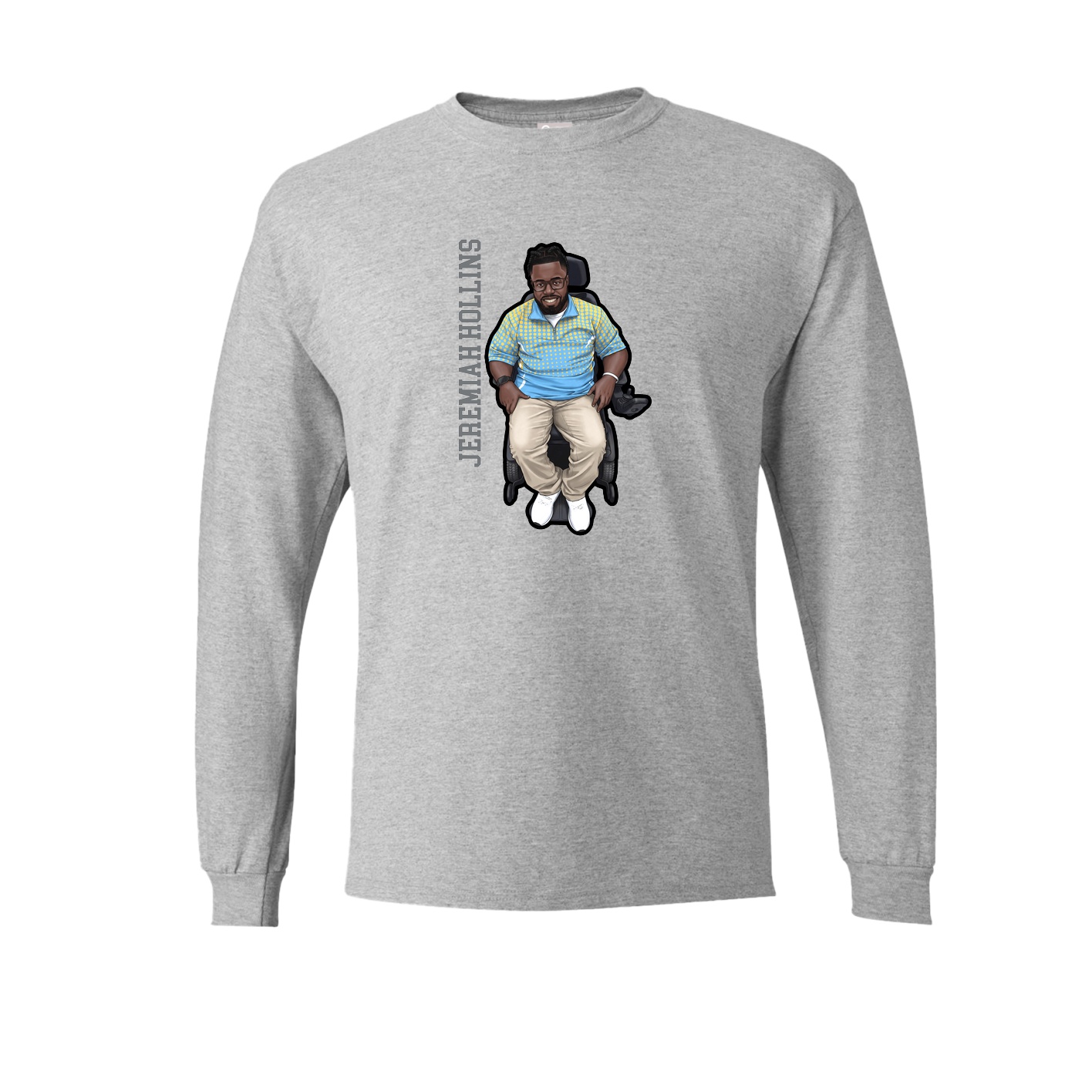 Long Sleeve Tee — Name Vertical in Grey