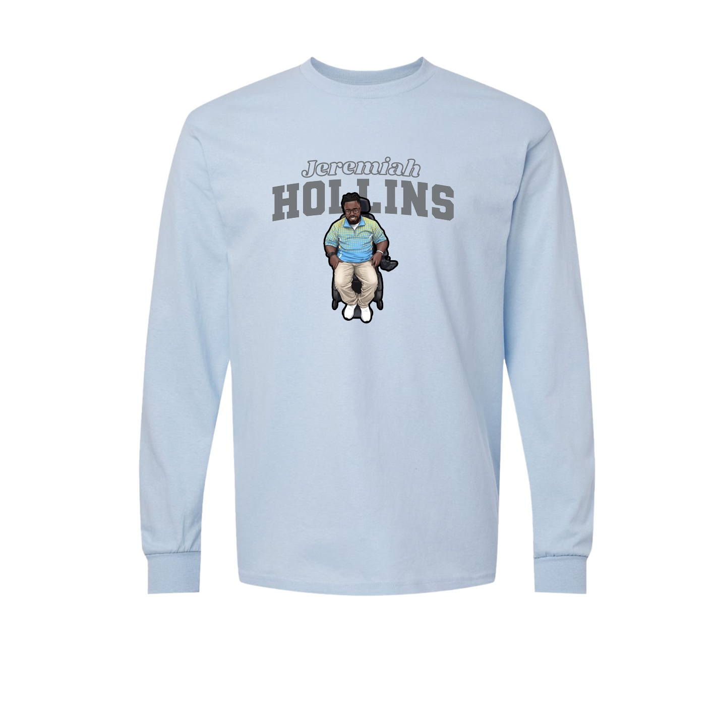 Long Sleeve Tee — Name Arch in Light Blue