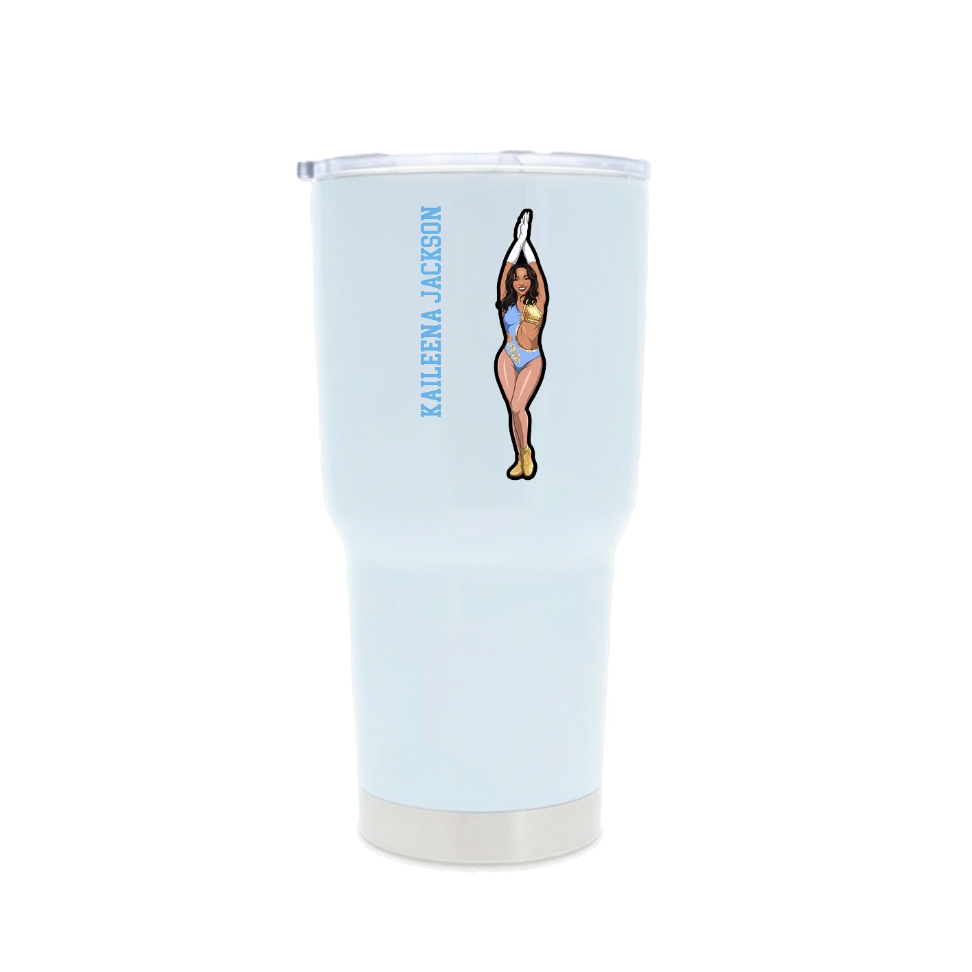 30oz Stainless Steel Tumbler — Name Vertical in White