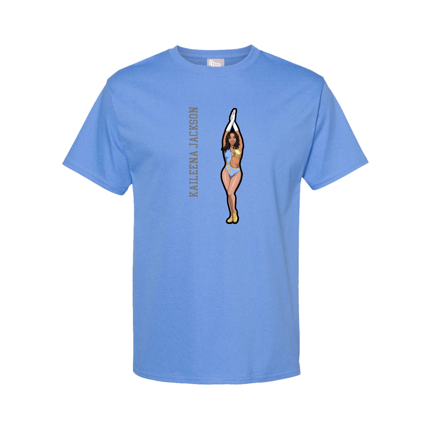 Tee — Name Vertical in Powder Blue