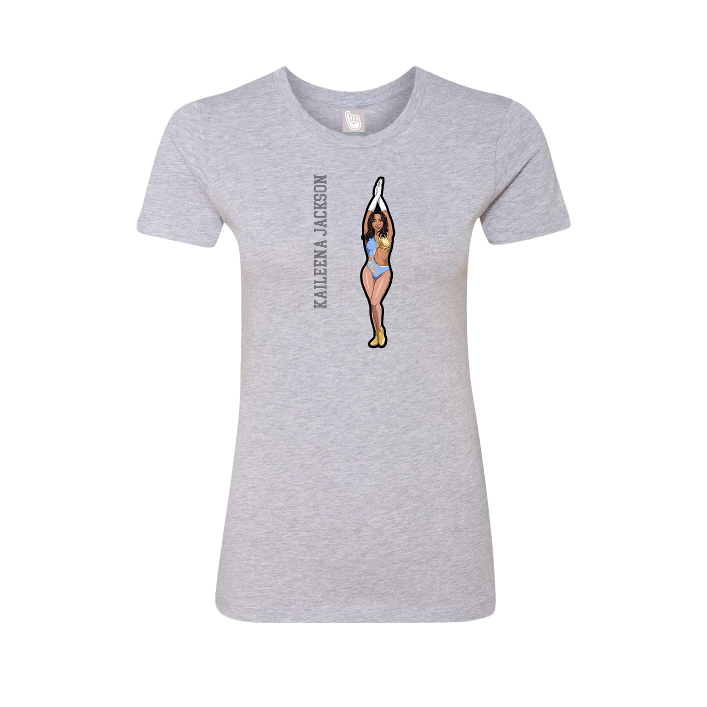 Womens Tee — Name Vertical in Grey