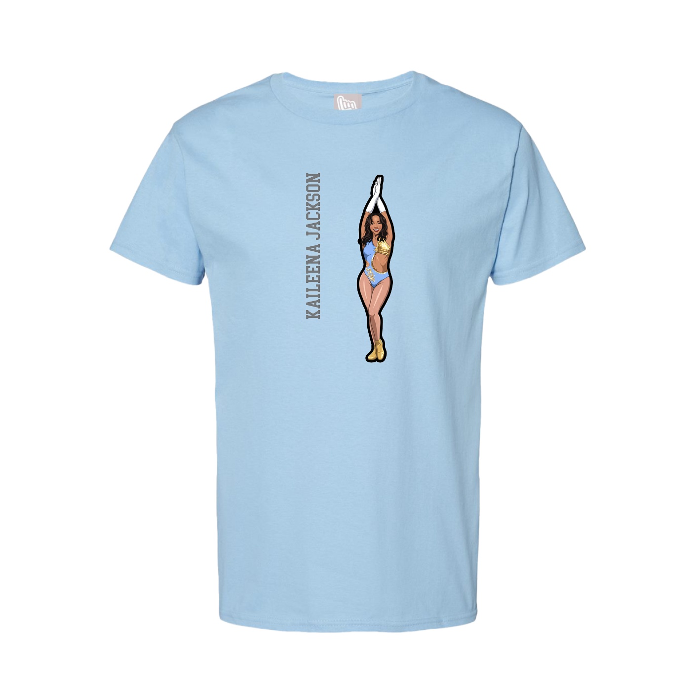 Youth Tee — Name Vertical in Light Blue
