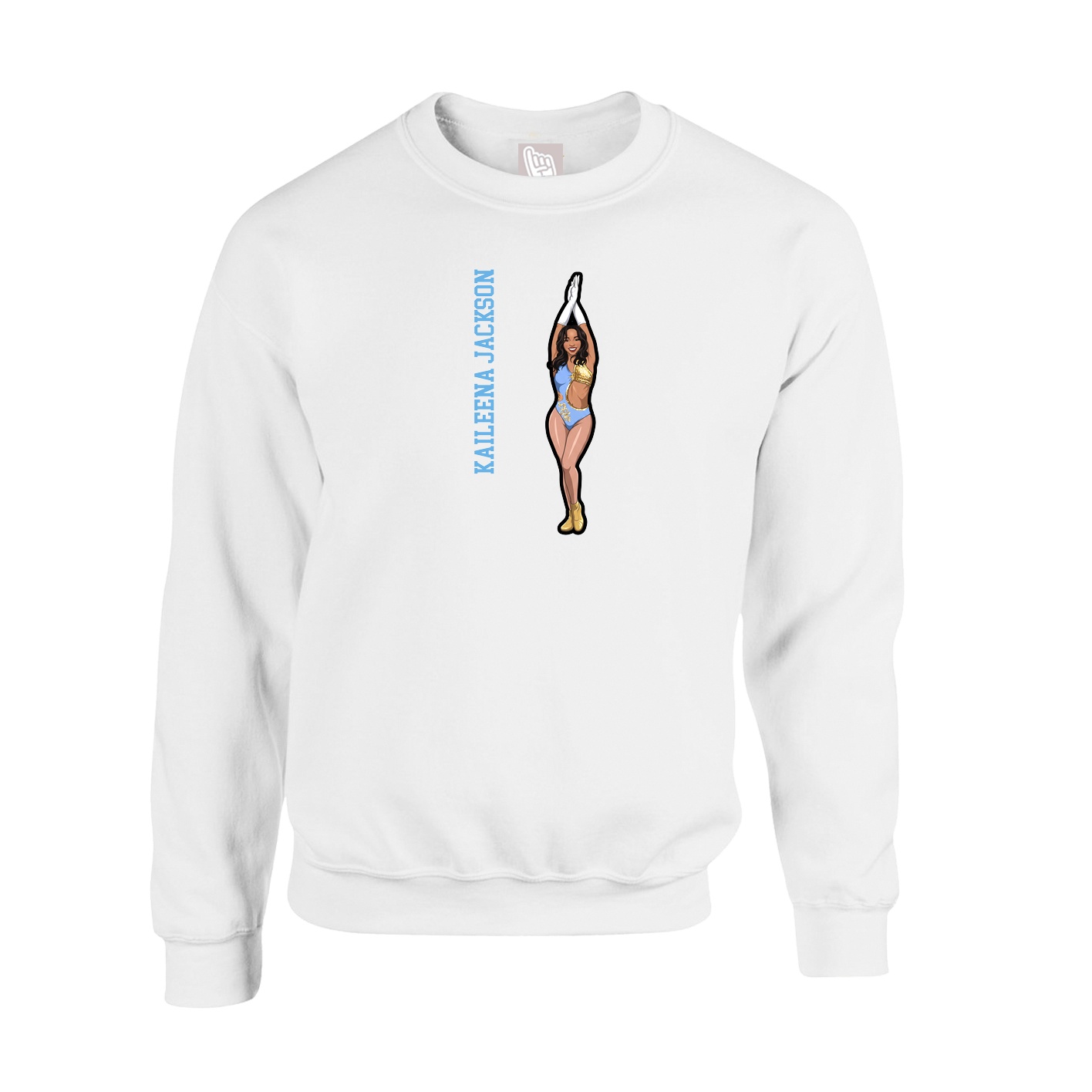 Fleece Crew — Name Vertical in White
