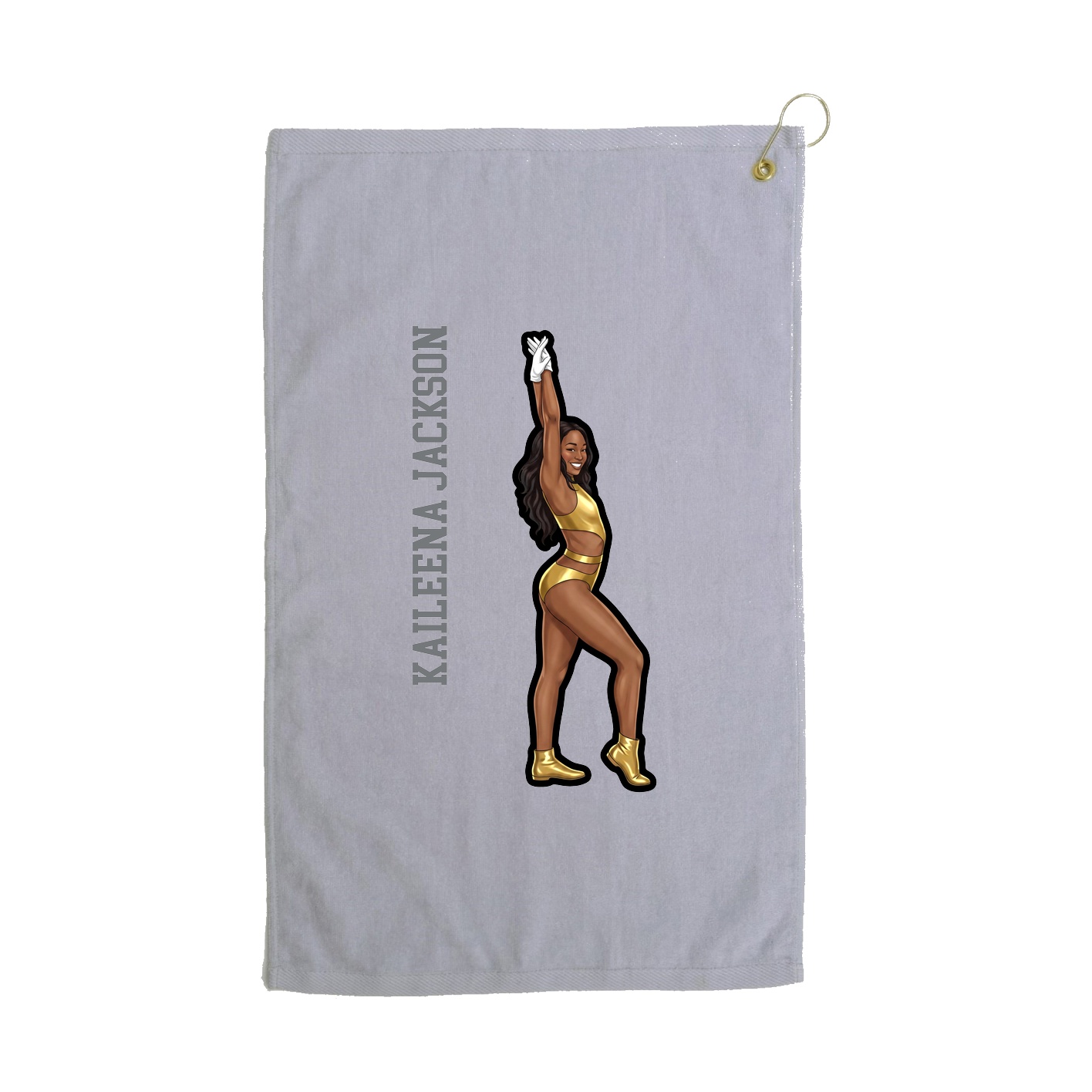 Golf Towel — Name Vertical in Grey