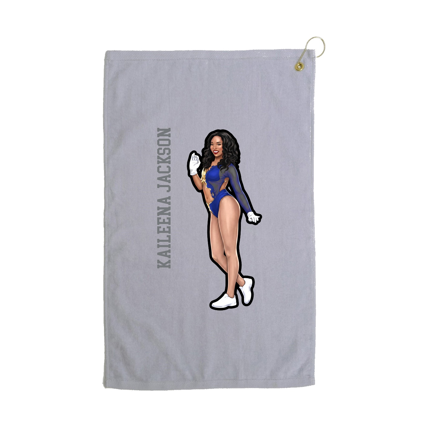 Golf Towel — Name Vertical in Grey