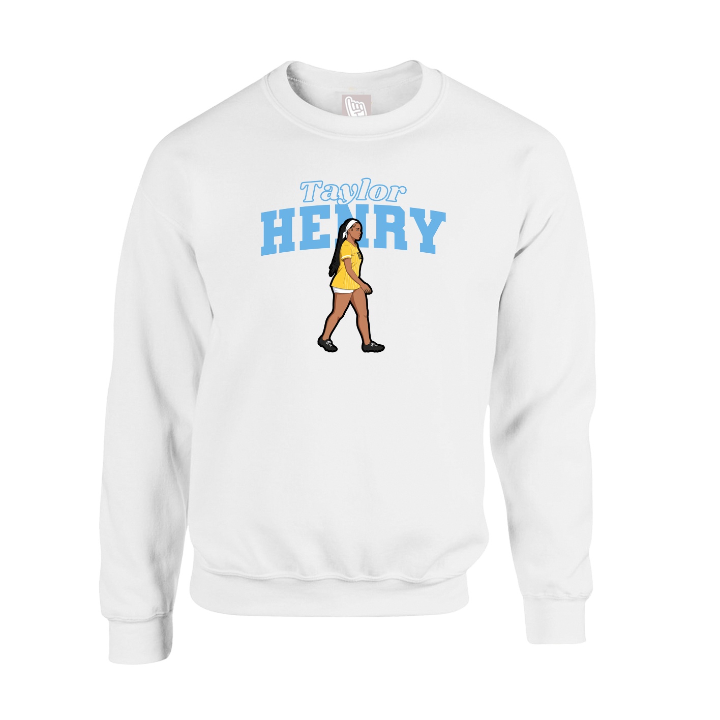 Fleece Crew — Name Arch in White