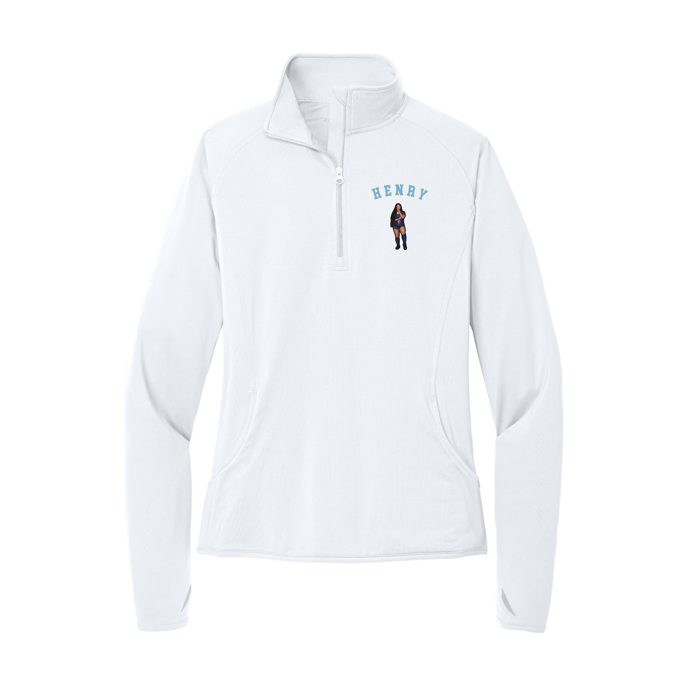 Women's Q-Zip Pullover — Shirsey Arch in White