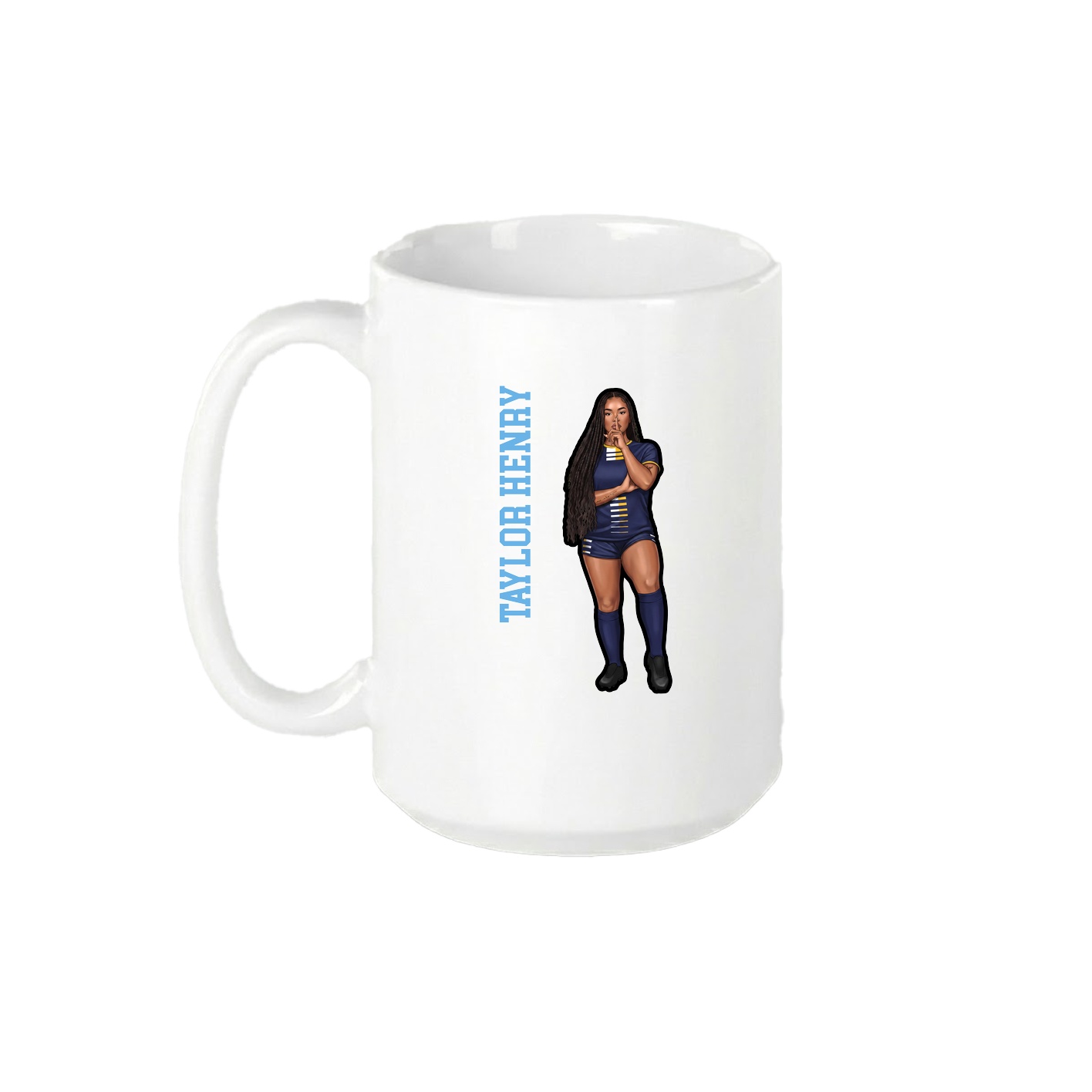 15oz Coffee Mug — Name Vertical in White