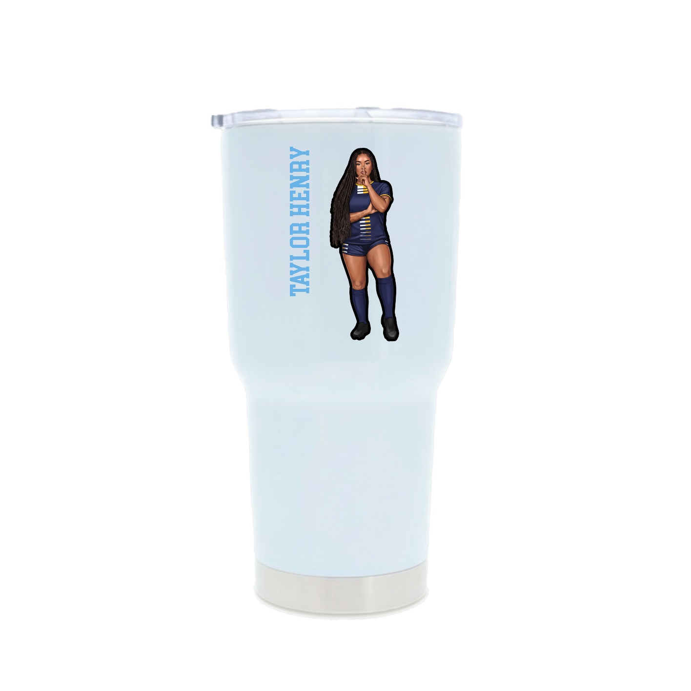 30oz Stainless Steel Tumbler — Name Vertical in White