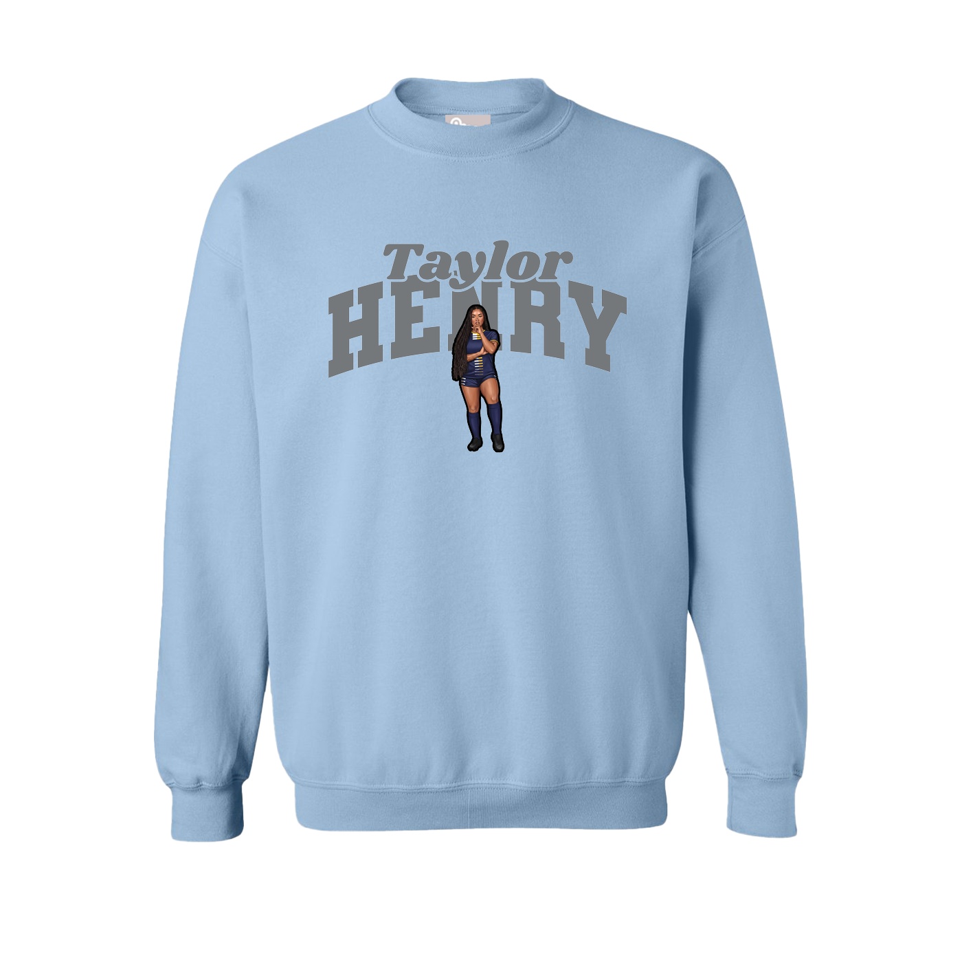 Fleece Crew — Signature Arch in Light Blue