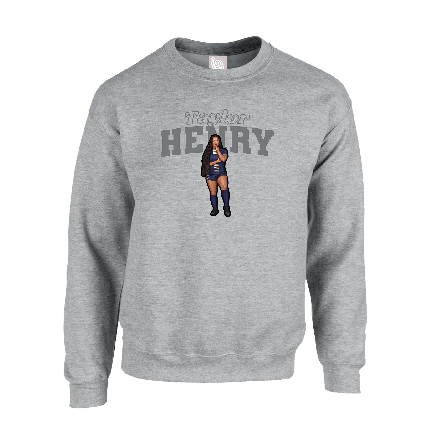 Fleece Crew — Name Arch in Grey