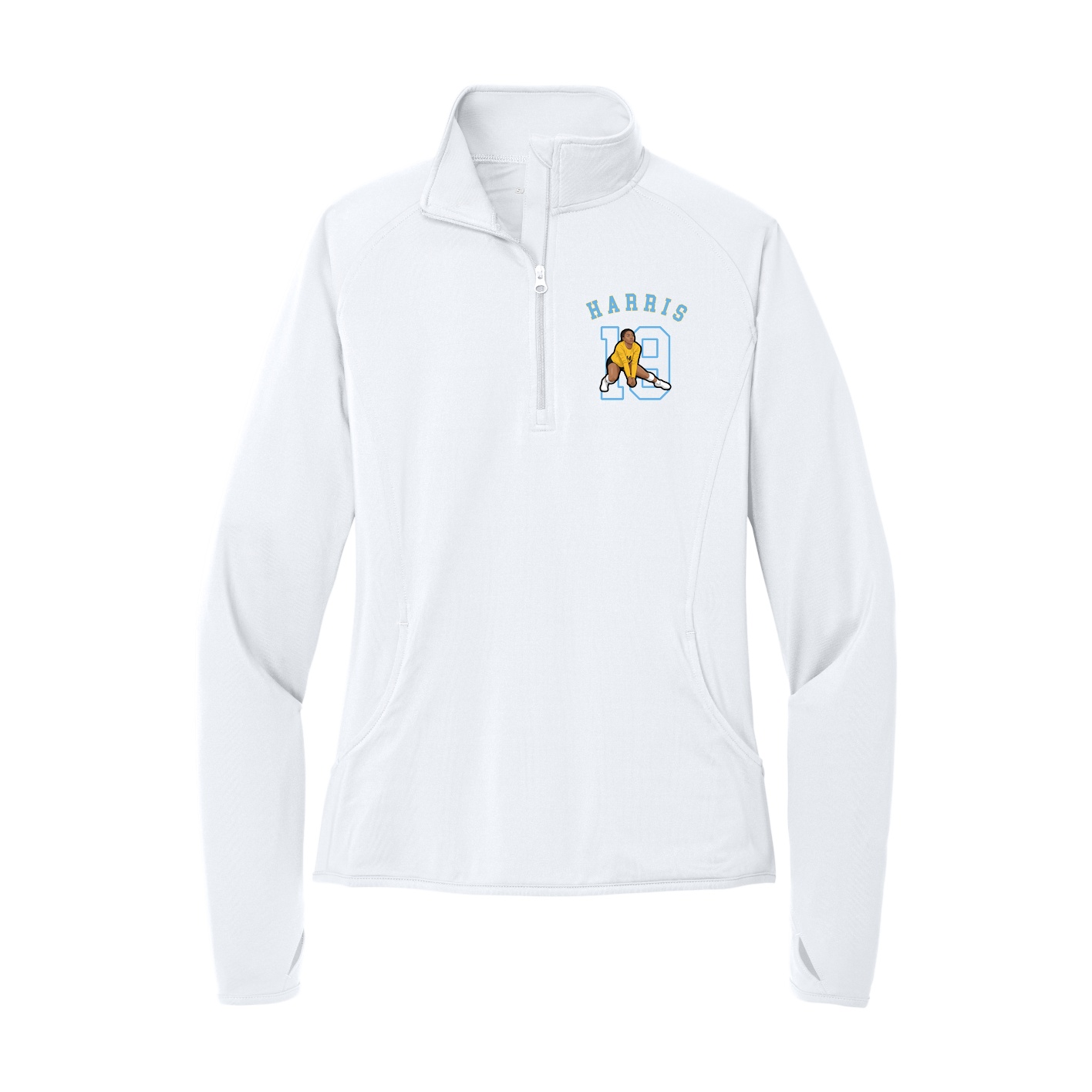 Women's Q-Zip Pullover — Shirsey Arch in White