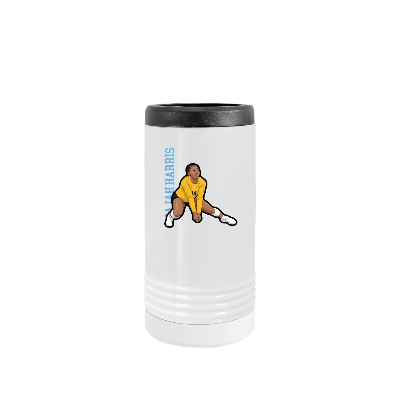 Slim Beverage Holder — Name Vertical in White