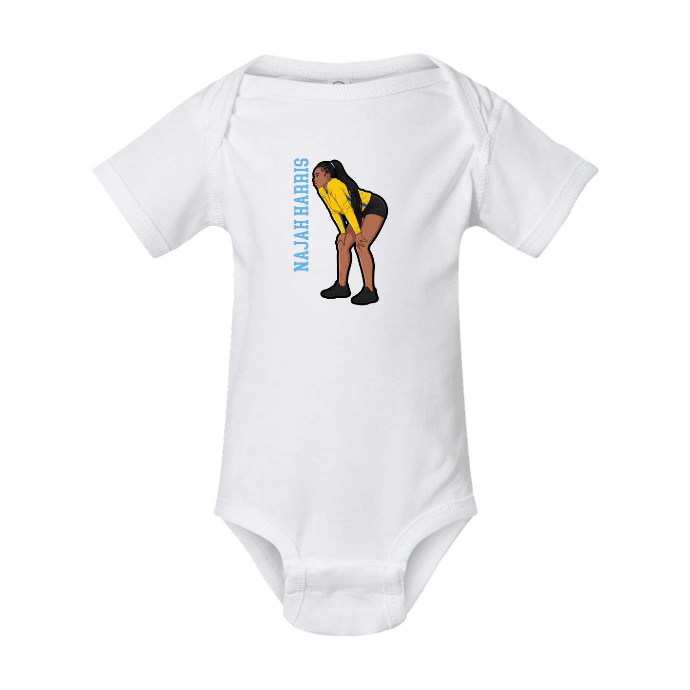 Baby Onesie — Name Vertical in White