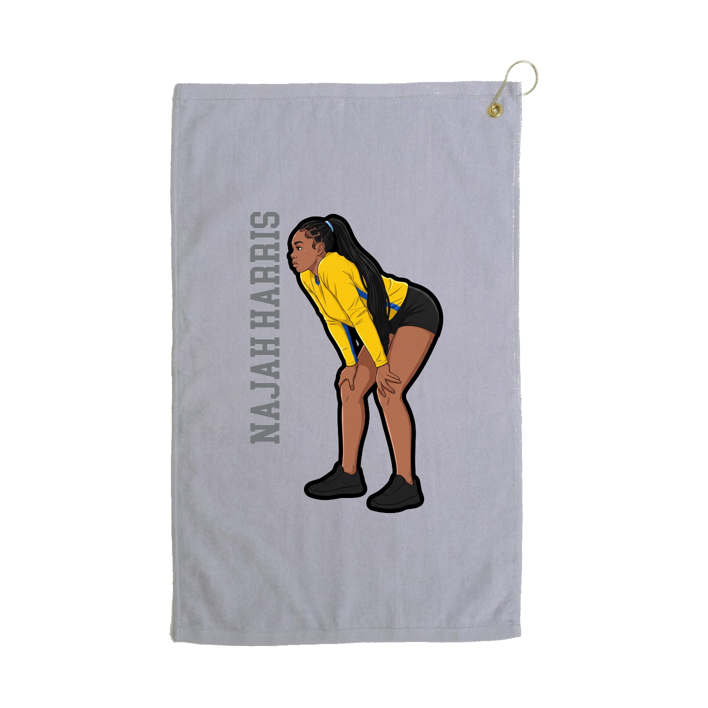 Golf Towel — Name Vertical in Grey