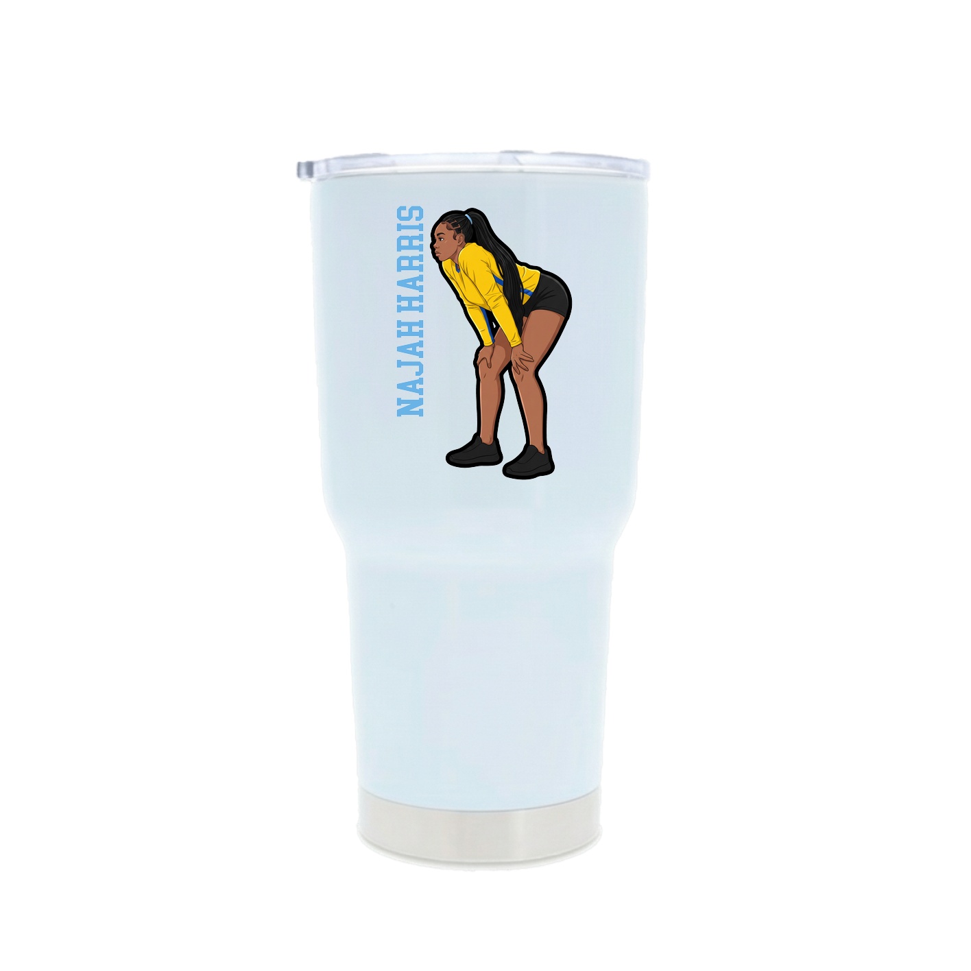 30oz Stainless Steel Tumbler — Name Vertical in White
