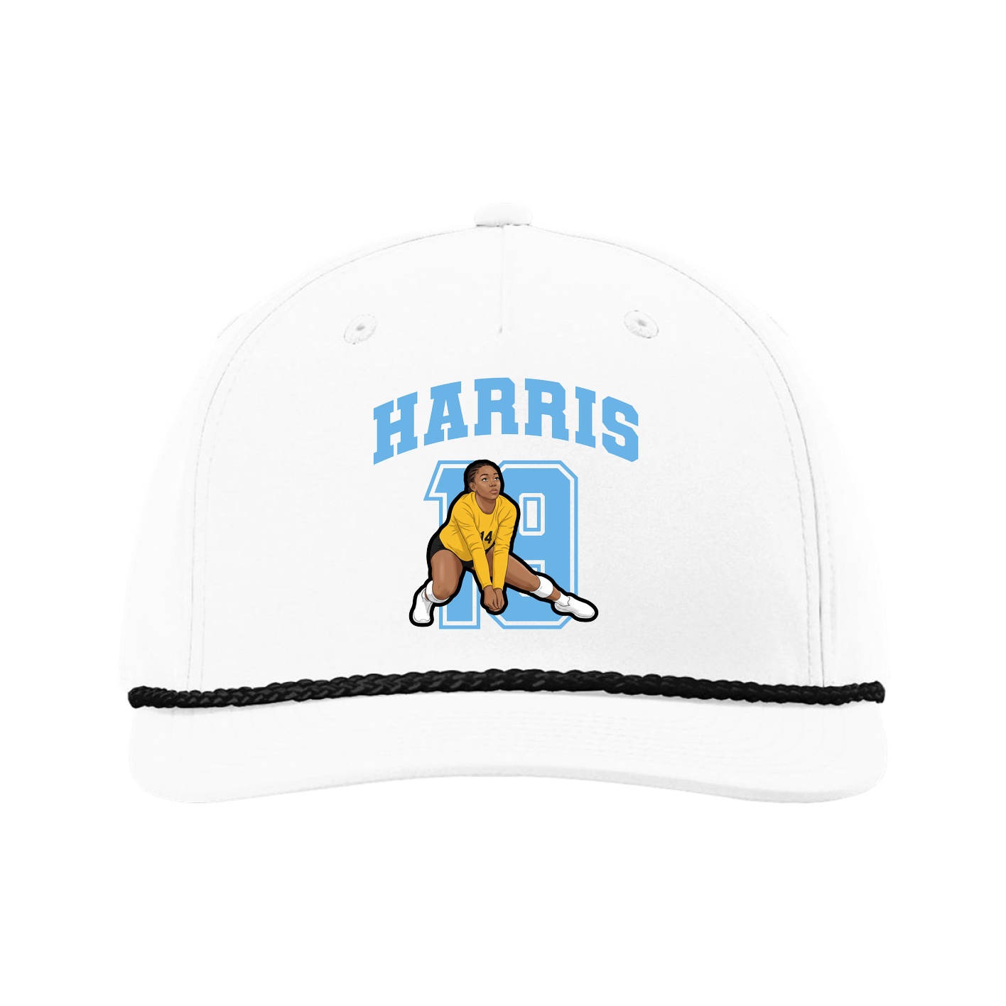 Five-Panel Classic Rope Cap — Number in White