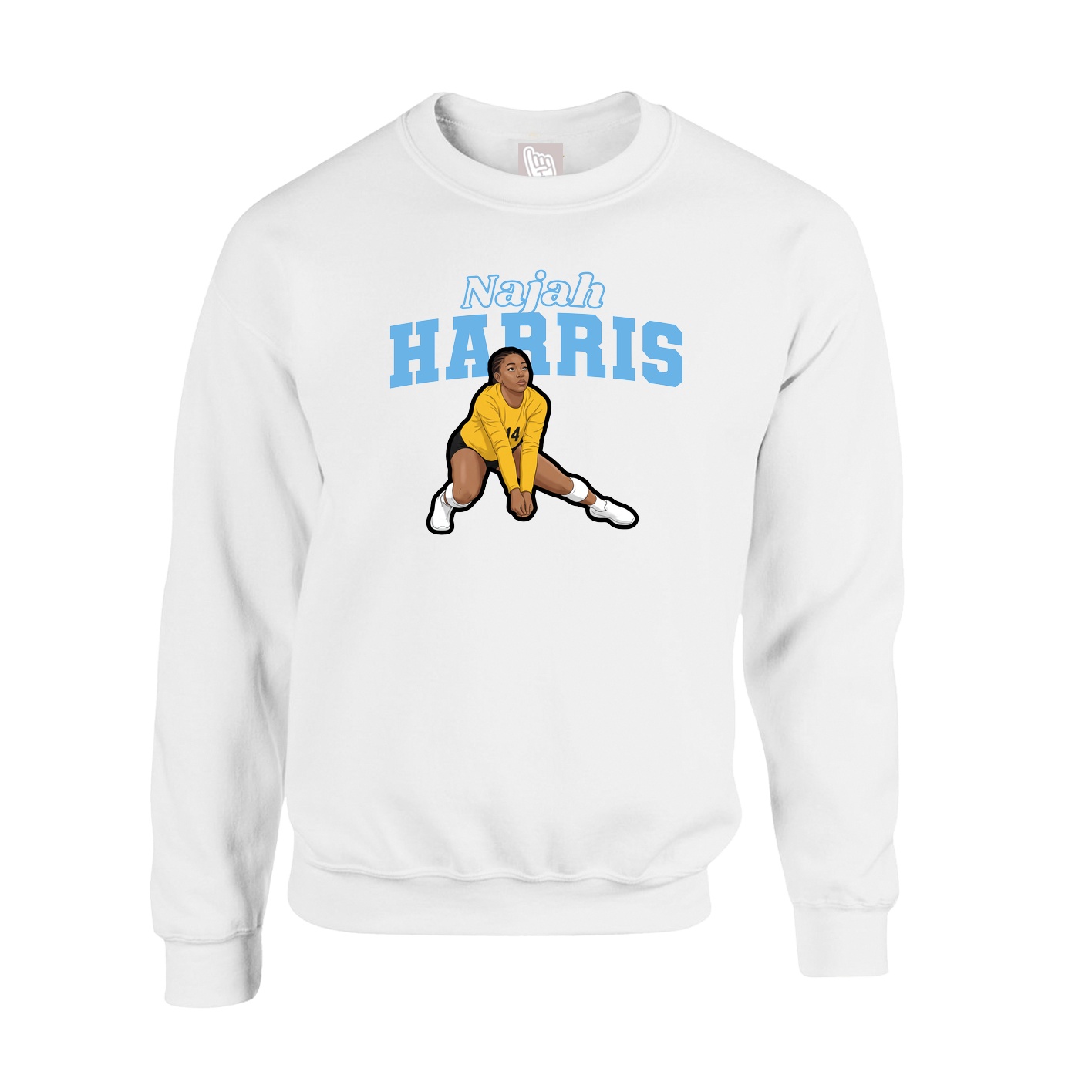 Fleece Crew — Name Arch in White