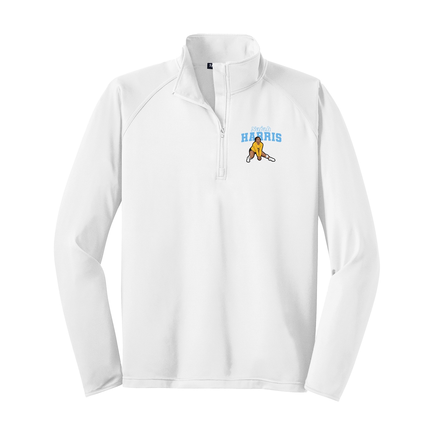 Q-Zip Pullover — Name Arch in White