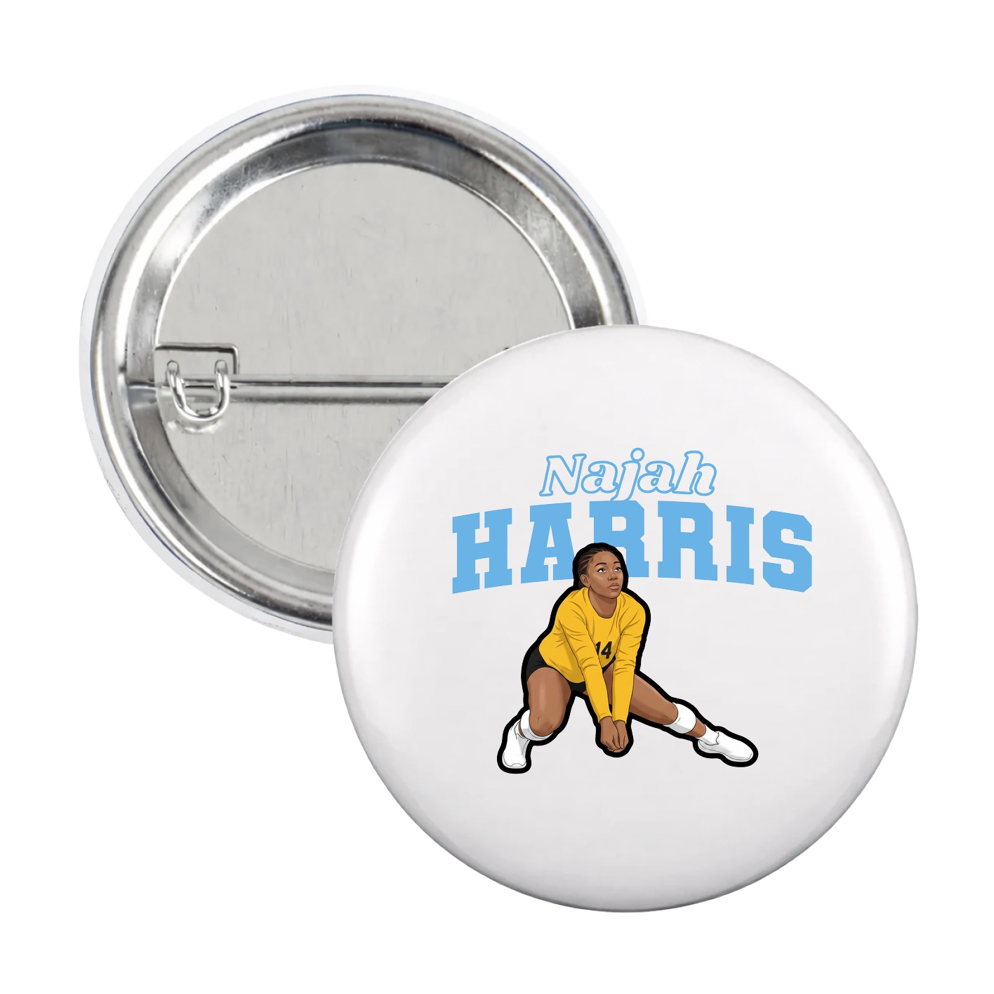 Game Day Button — Name Arch in White