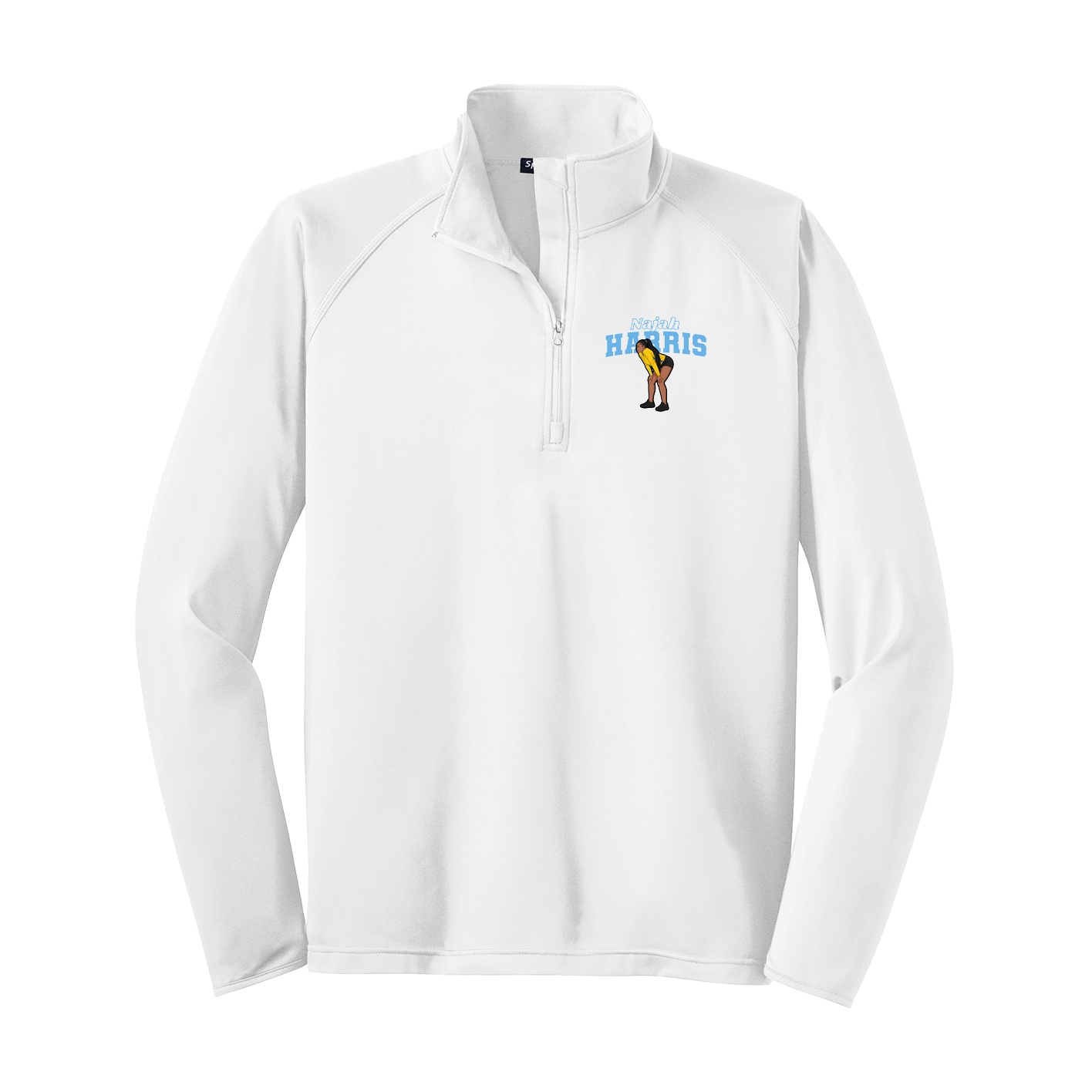 Q-Zip Pullover — Name Arch in White