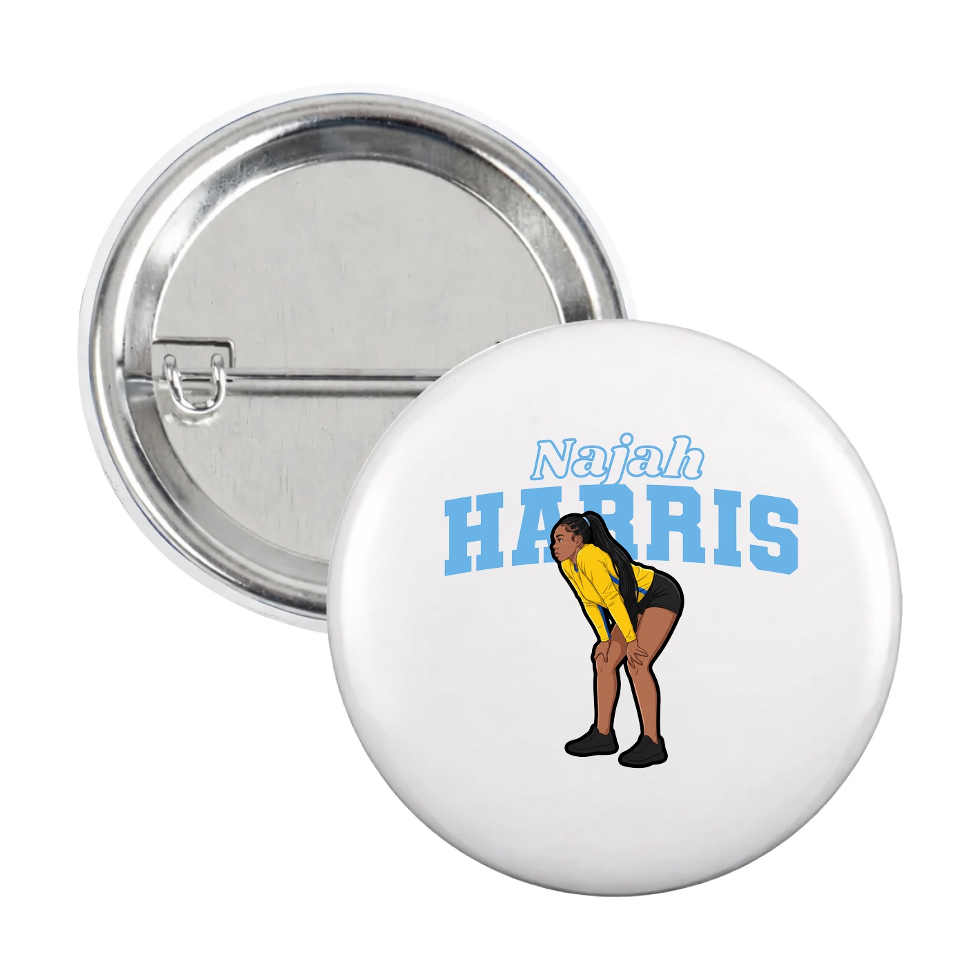 Game Day Button — Name Arch in White