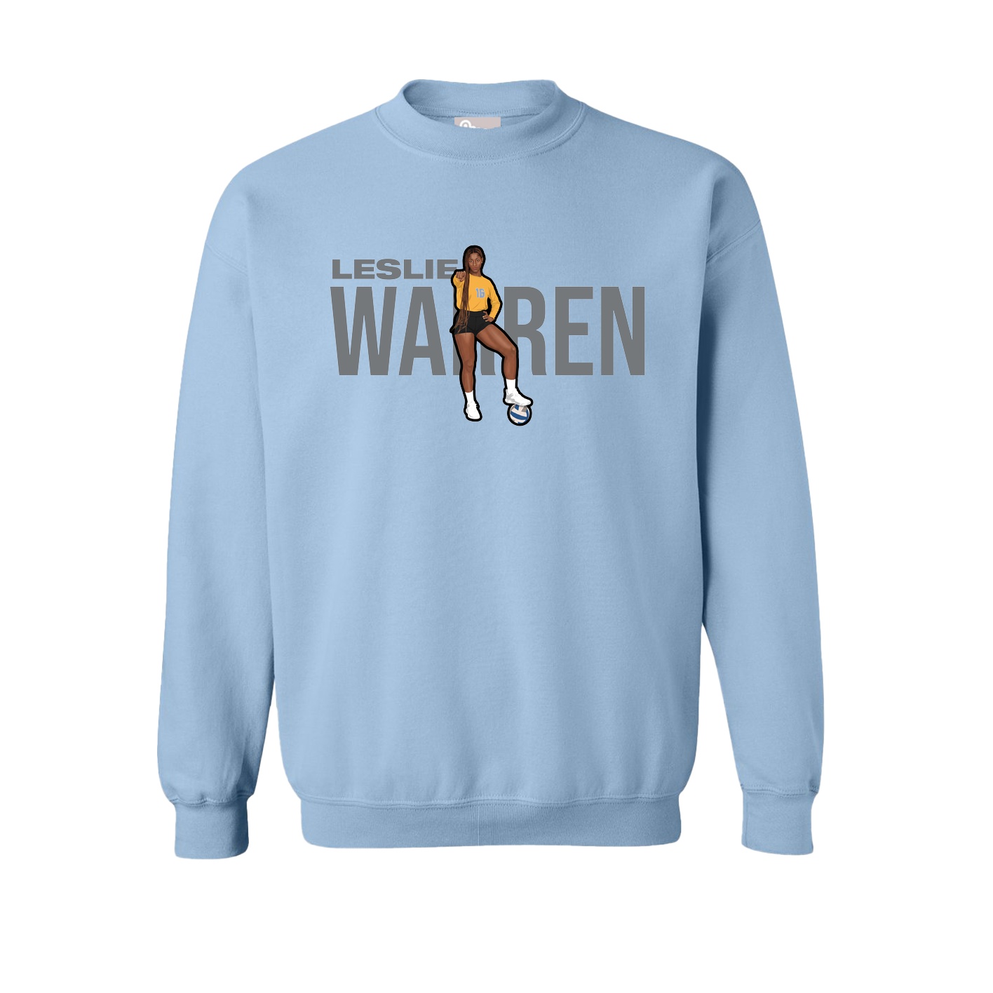 Fleece Crew — Player Name in Light Blue