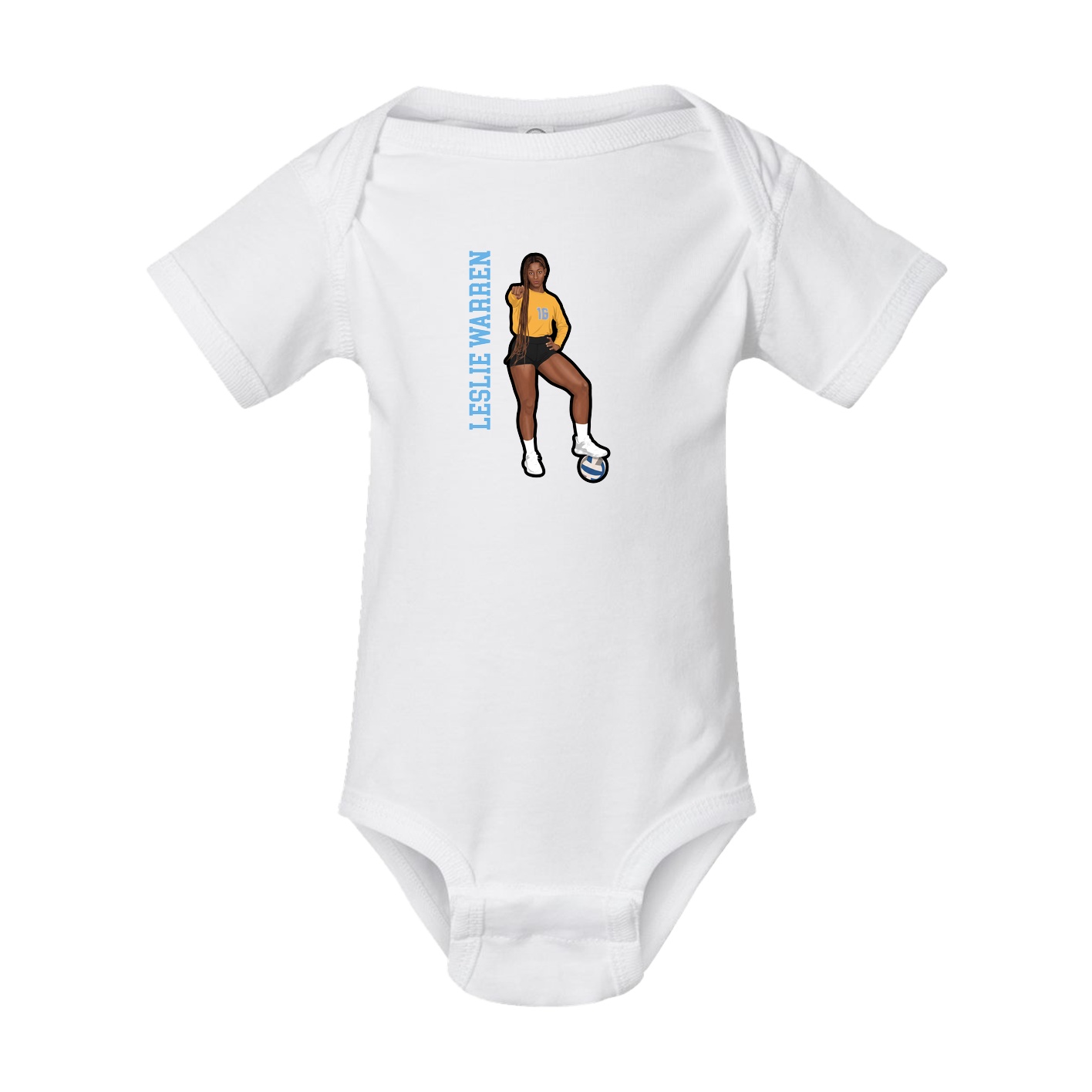 Baby Onesie — Name Vertical in White