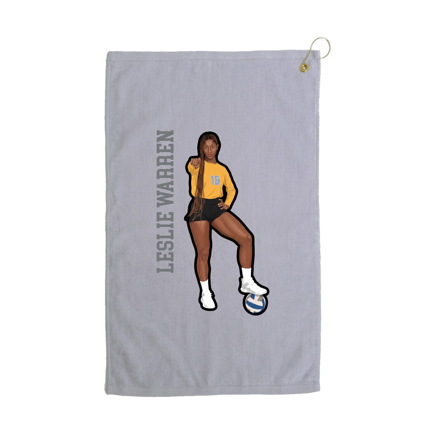 Golf Towel — Name Vertical in Grey
