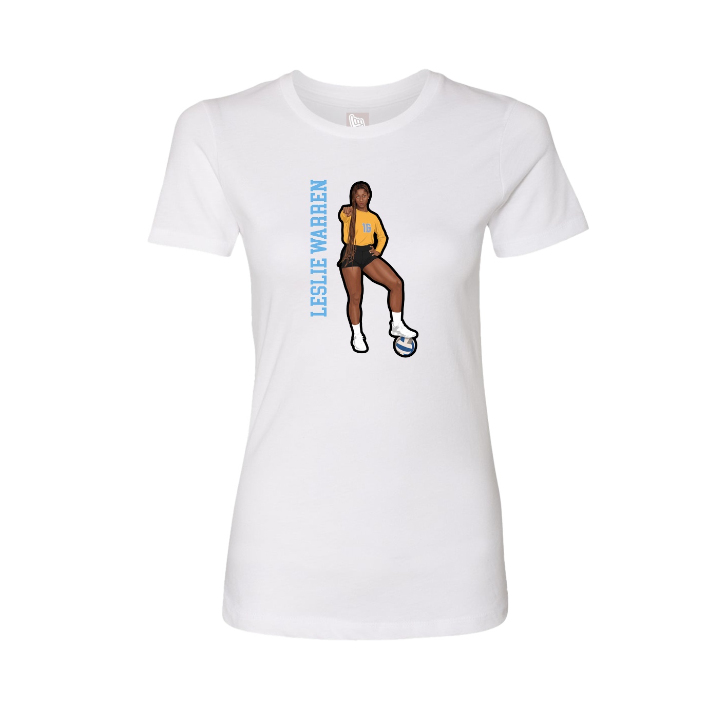 Fitted Women's Tee — Name Vertical in White