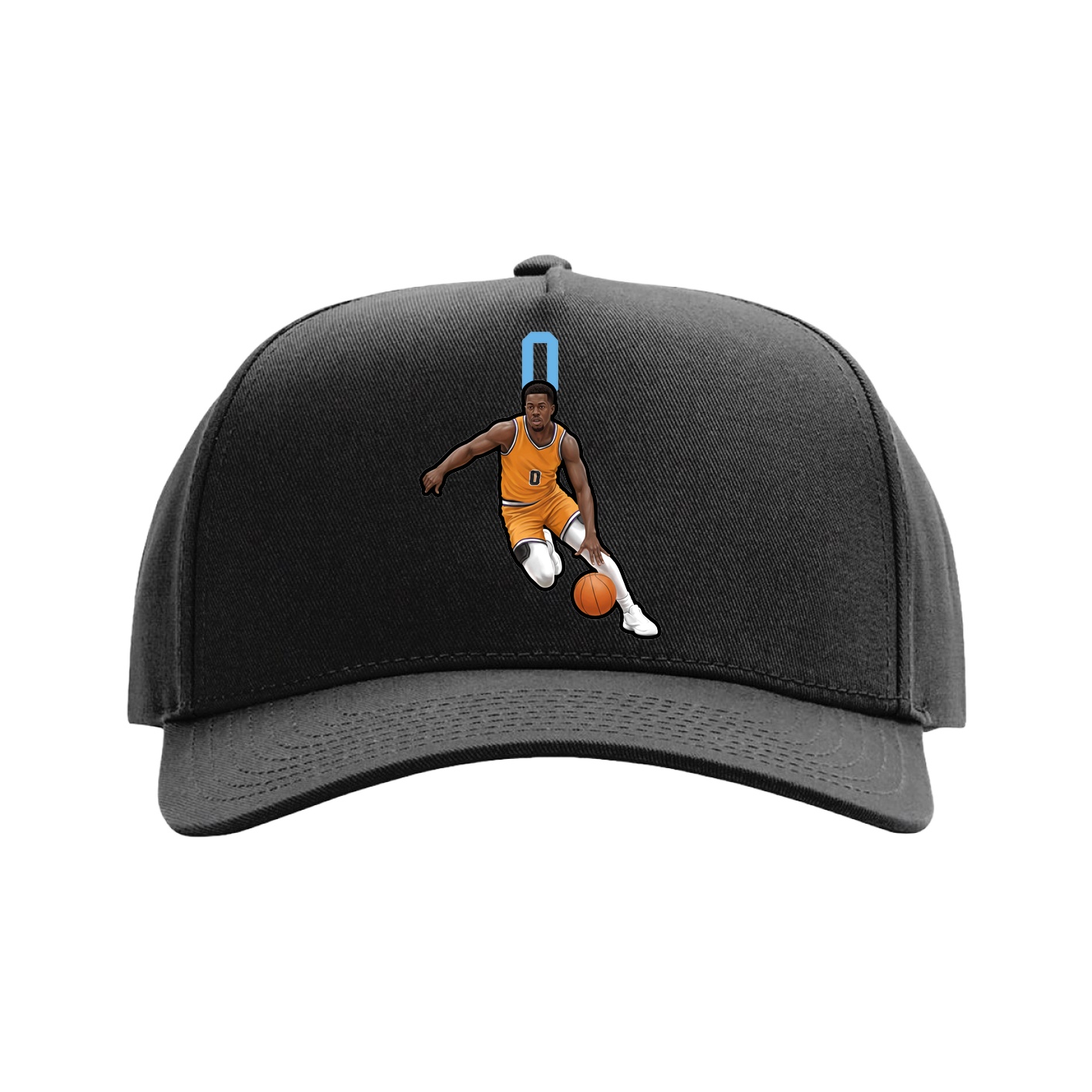 Full Fabric Five-Panel Champ Cap — Number Top in Black