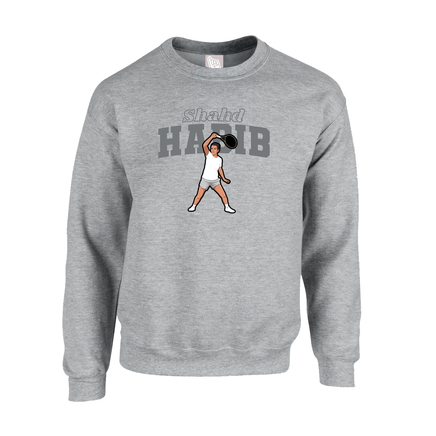 Fleece Crew — Name Arch in Grey