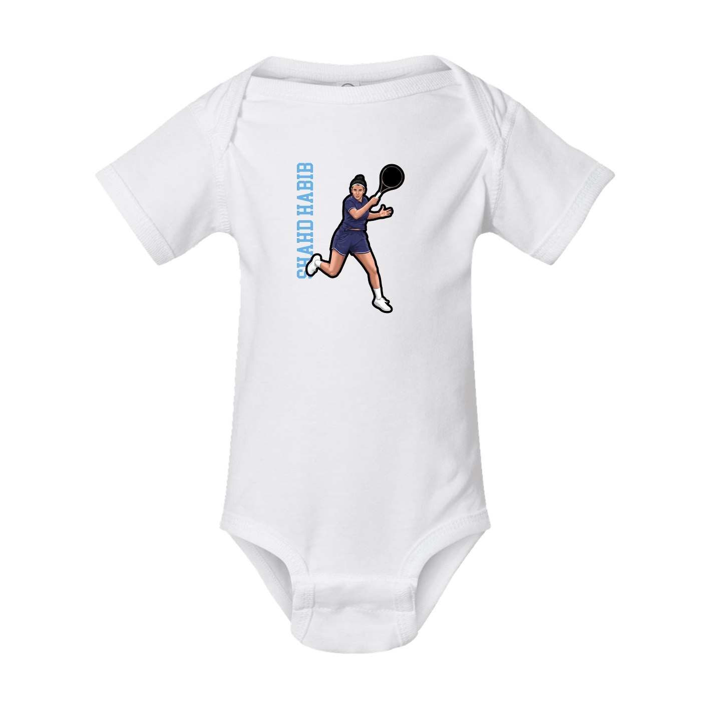 Baby Onesie — Name Vertical in White