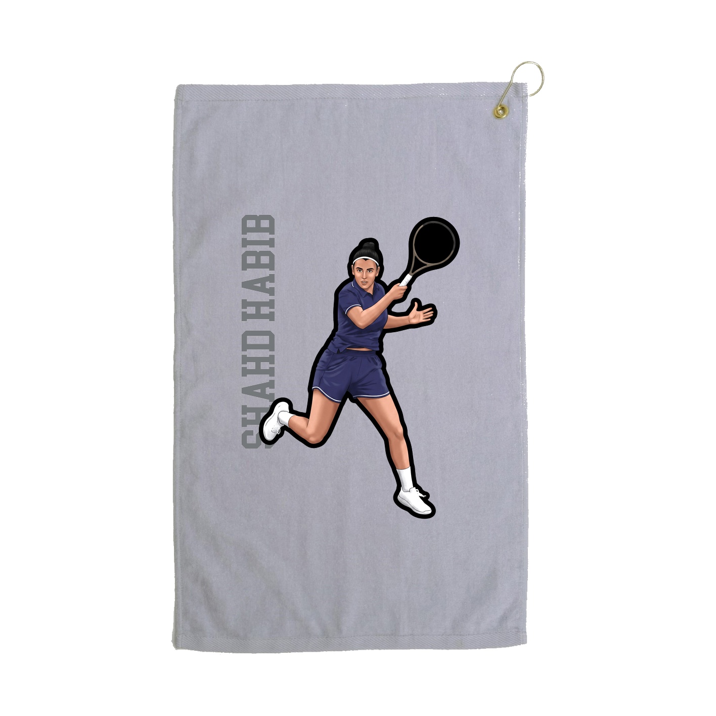 Golf Towel — Name Vertical in Grey