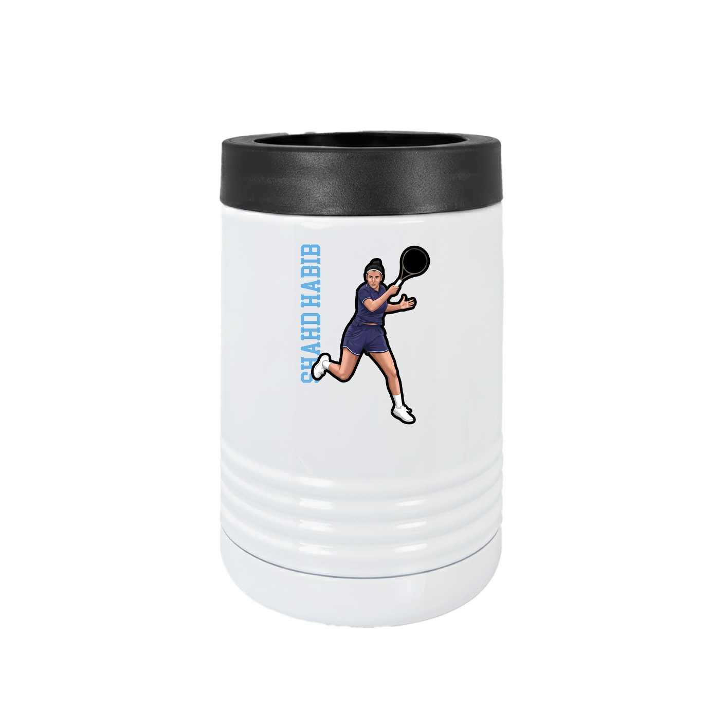 Beverage Holder — Name Vertical in White
