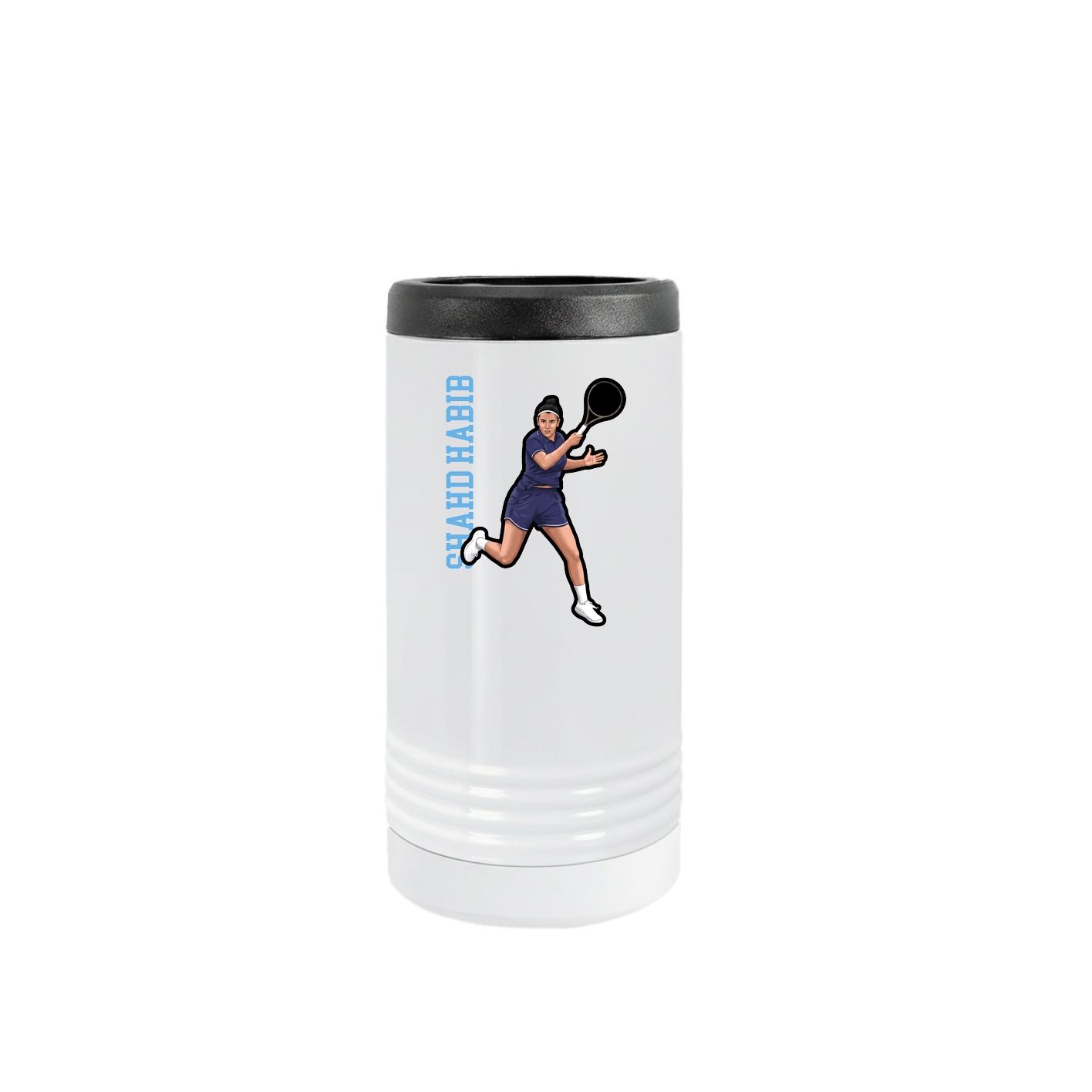 Slim Beverage Holder — Name Vertical in White