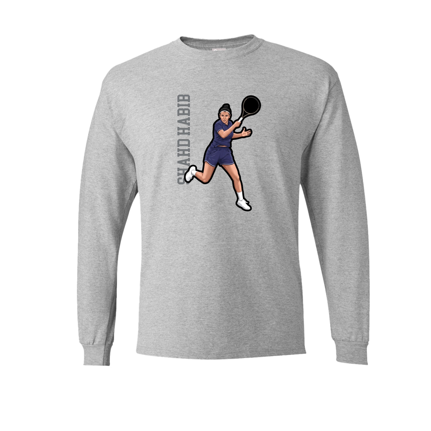 Long Sleeve Tee — Name Vertical in Grey