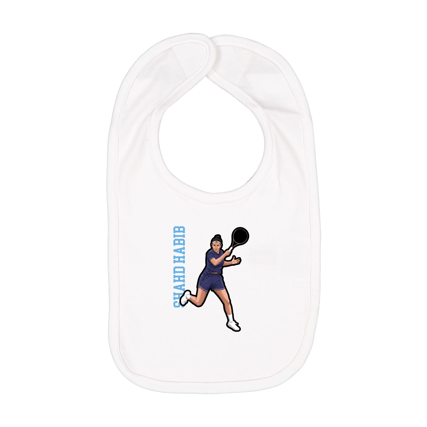 Infant Bib — Name Vertical in White
