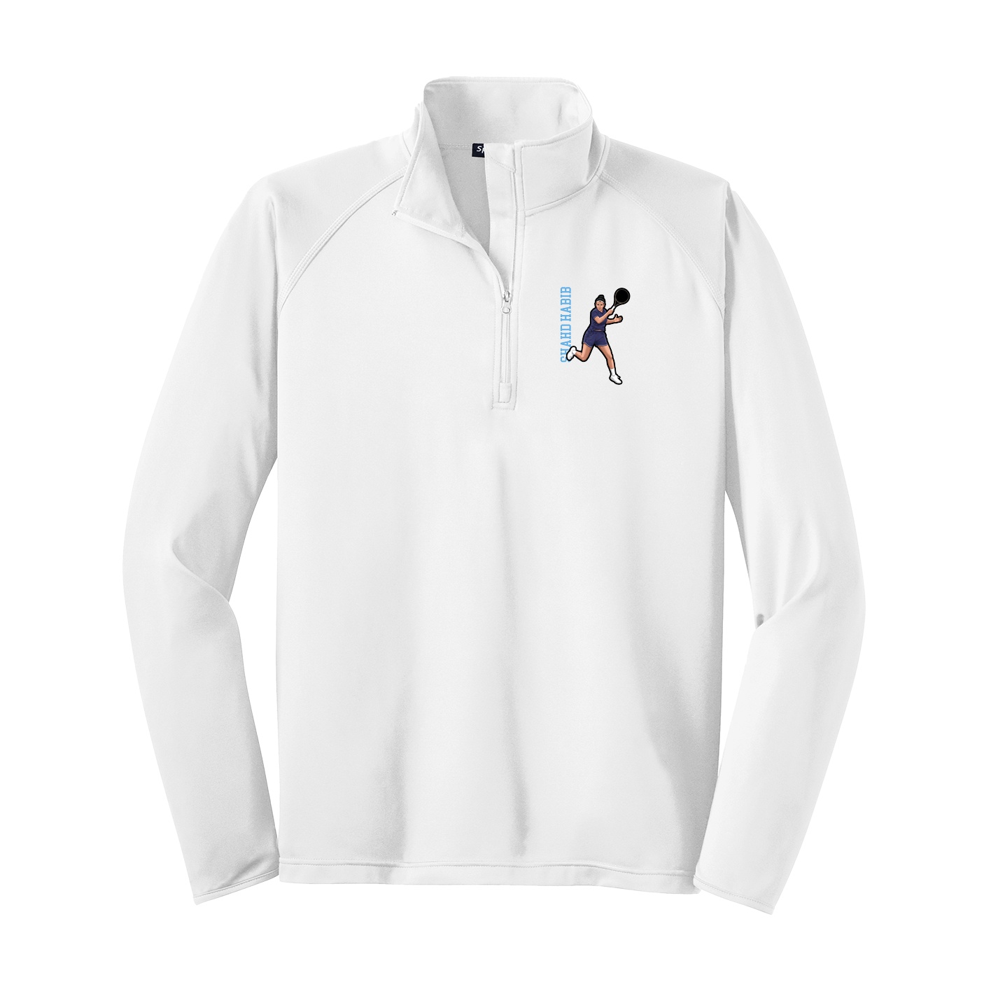 Q-Zip Pullover — Name Vertical in White
