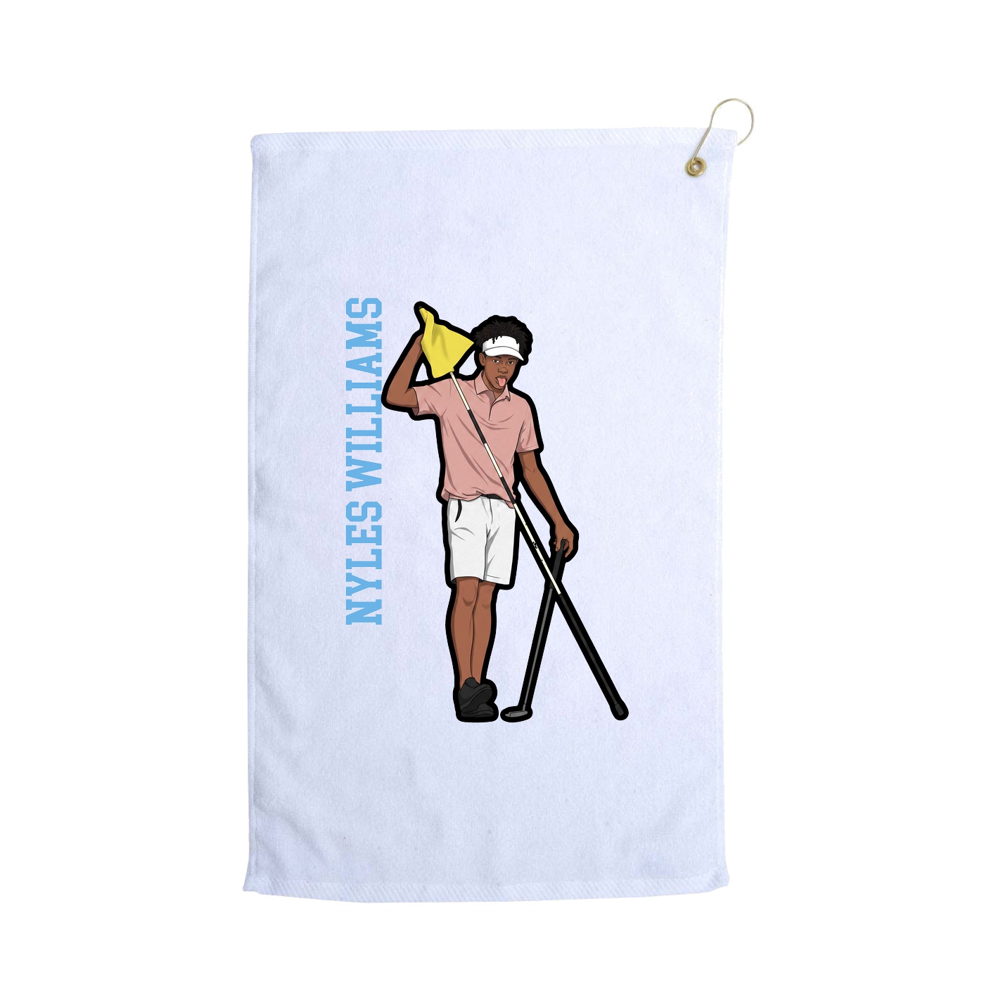 Golf Towel — Name Vertical in White